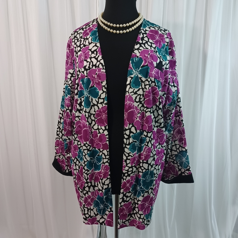 Vintage Sue Brett Collection Floral Kimono Cardigan Size:24